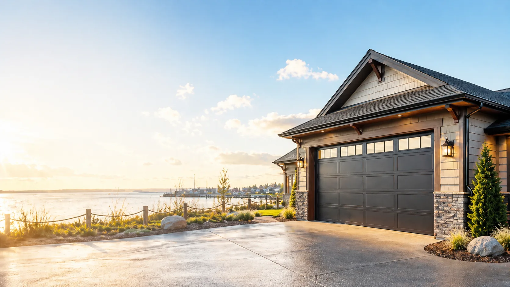 Steveston Garage Doors service van on the Richmond waterfront