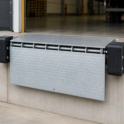 Edge-of-dock leveler deployed onto a trailer bed at a Richmond warehouse