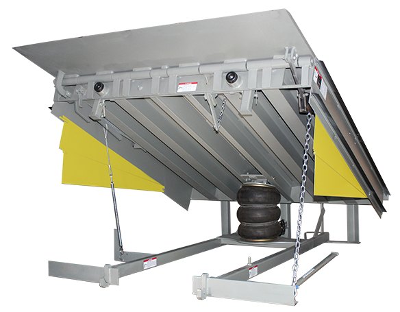Air-powered hydraulic dock leveler with push-button controls for a Richmond food-grade facility
