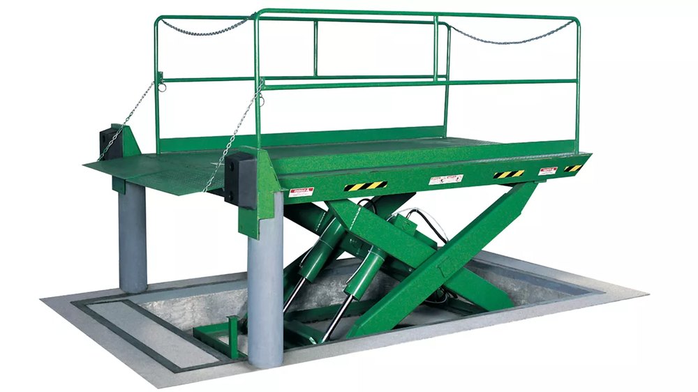 Mechanical pull-chain spring-counterbalanced dock leveler at a Bridgeport warehouse