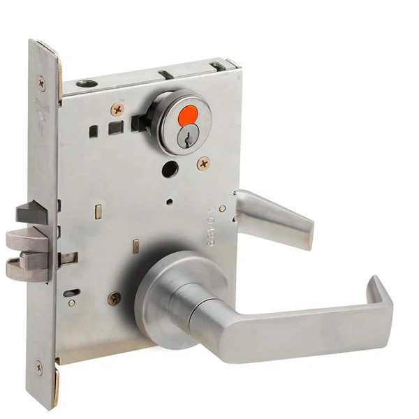 Electrified Schlage L9000 mortise lock with access-control wiring