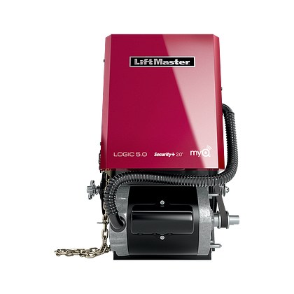 LiftMaster H-Series commercial jackshaft operator mounted on warehouse door header